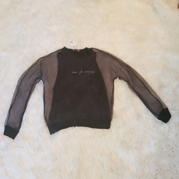 Zara Basic black organza sweatshirt - Picture 2 of 6